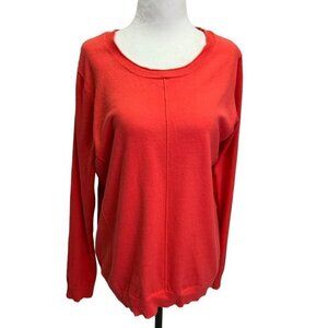 CONRAD C Orange Round Neck Long Sleeve Sweater Size L